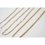 AN 18CT. GOLD CURB LINK NECKLACE the curb links alternately set with sections of three colour