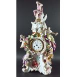 MEISSEN PORCELAIN CLOCK late 19th Century, of baluster form, surmounted by figures and a crowned