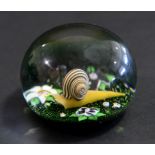 BACCARAT LIMITED EDITION PAPERWEIGHT - 1977 a Snail and Flowers paperweight from 1977, with a signed