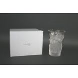LALIQUE CRYSTAL VASE - FANTASIA the crystal vase with four depictions of Venus, in it's box and with