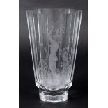 LARGE ORREFORS GLASS VASE - LANDBERG etched by Nils Landberg and depicting a nude female figure