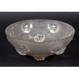 LALIQUE BOWL - TOURNON a large frosted glass bowl in the Tournon design, with a flower head
