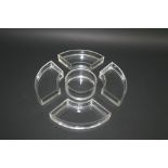 LALIQUE CONDIMENT SET - NIPPON a 5 piece condiment set including a circular dish and 4 shaped