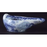 PEARLWARE PAP BOAT, circa 1830-50, probably Minton, blue transfer printed in the Genovese pattern,