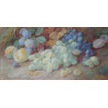 VINCENT CLARE (1855-1930) STILL LIFE OF GRAPES AND PLUMS Signed, watercolour 16.5 x 33.5cm.; with