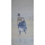 RAOUL DE LA NEZIERE (Fl.c.1900-1920) LADY ON A BEACH Signed and dated 1887, watercolour and pencil