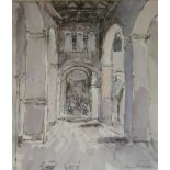 BERNARD SICKERT (1863-1932) CHURCH INTERIOR Signed, watercolour with pen and ink 31.5 x 27cm.;