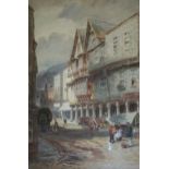 ALFRED LEYMAN (1856-1933) THE BUTTER WALK, DARTMOUTH Signed, watercolour 53.5 x 36cm. ++ Some