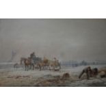 EDWARD DUNCAN, RWS (1803-1882) CUTTING ICE IN WINTER Signed and dated 1848, watercolour and pencil