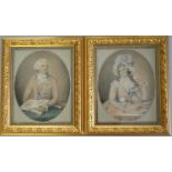 ENGLISH SCHOOL, LATE 18th CENTURY PORTRAIT OF A LADY; and OF A GENTLEMAN A pair, watercolour,