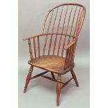 WEST COUNTRY WINDSOR CHAIR, possibly late 18th century, ash and elm, the high spindle back above a
