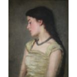 CIRCLE OF THOMAS COOPER GOTCH (1854-1931) GIRL IN A YELLOW DRESS Oil on canvas 52 x 41cm. ++