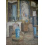 •JULIAN HALSBY (b.1948) 18th CENTURY INTERIOR IN THE CAMONDO MUSEUM, PARIS Oil on board 44.5 x 31.