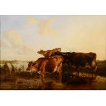 THOMAS SIDNEY COOPER, RA (1803-1902) CATTLE WATERING AT A COUNTRY POOL Signed and dated 1852, oil on