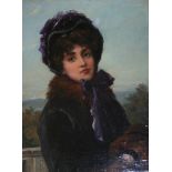 WILLIAM OLIVER (1823-1901) A PURPLE BONNET AND BOW Signed, oil on canvas 36.5 x 26.5cm. ++ Scattered