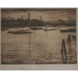 •CHRISTOPHER RICHARD WYNNE NEVINSON, ARA (1889-1946) SCENE ON THE THAMES Photogravure printed in