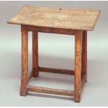 ELM SIDE TABLE, late 18th century, the rectangular top on octagonal legs, height 60cm, width 60cm,