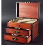 GEORGE IV MAHOGANY COLLECTOR'S CABINET, with hinged cover and two drawers each with two trays of
