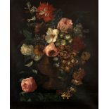 MANNER OF JEAN MICHEL PICART (1600-1682) STILL LIFE OF AN URN OF FLOWERS UPON A MARBLE LEDGE Oil