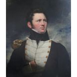 FOLLOWER OF SIR WILLIAM BEECHEY, RA (1753-1839) PORTRAIT OF A NAVAL OFFICER Quarter length,