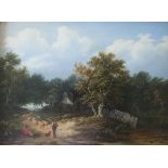 EDWARD WILLIAMS (1782-1855) MEETING ON A COUNTRY LANE; A WAYSIDE CAMP A pair, oil on panel Each 21.5