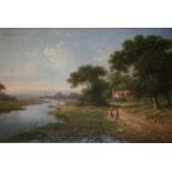 WALTER HEATH WILLIAMS (1835-1906) A COUNTRY LANDSCAPE SCENE Oil on canvas 44.5 x 64.5cm. ++ Some