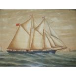 ENGLISH SCHOOL, Circa 1900 THE YACHT `LEADER` Oil on board 45.5 x 60.5cm. ++ Needs a clean;