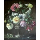 TERENCE LOUDON (Fl.1921-1940) AN URN OF SUMMER FLOWERS Signed, oil on canvas 49.5 x 39cm. ++ Good
