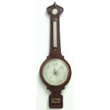 19thC Mahogany Wheel Barometer, with thermometer, 10" main dial and spirit level inscribed G