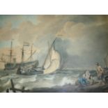 AFTER LUDOLF BACKHUYSEN (1630-1708) ROUGH SEA WITH SHIPS Bears signature and date L Bakh/1692 on