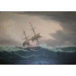 T** WRIGHT (Fl.c.1835) A BRIG IN ROUGH SEAS Signed and dated 1835, with HS in monogram, oil on
