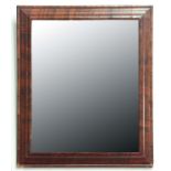 QUENN ANNE STYLE ROSEWOOD CUSHION MIRROR, with a rectangular bevelled plate, height 63cm, width