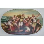 MANNER OF PAOLO VERONESE (1528-1588) DIANA'S NYMPHS Oil on pine panel, rounded oblong, unframed 26.5