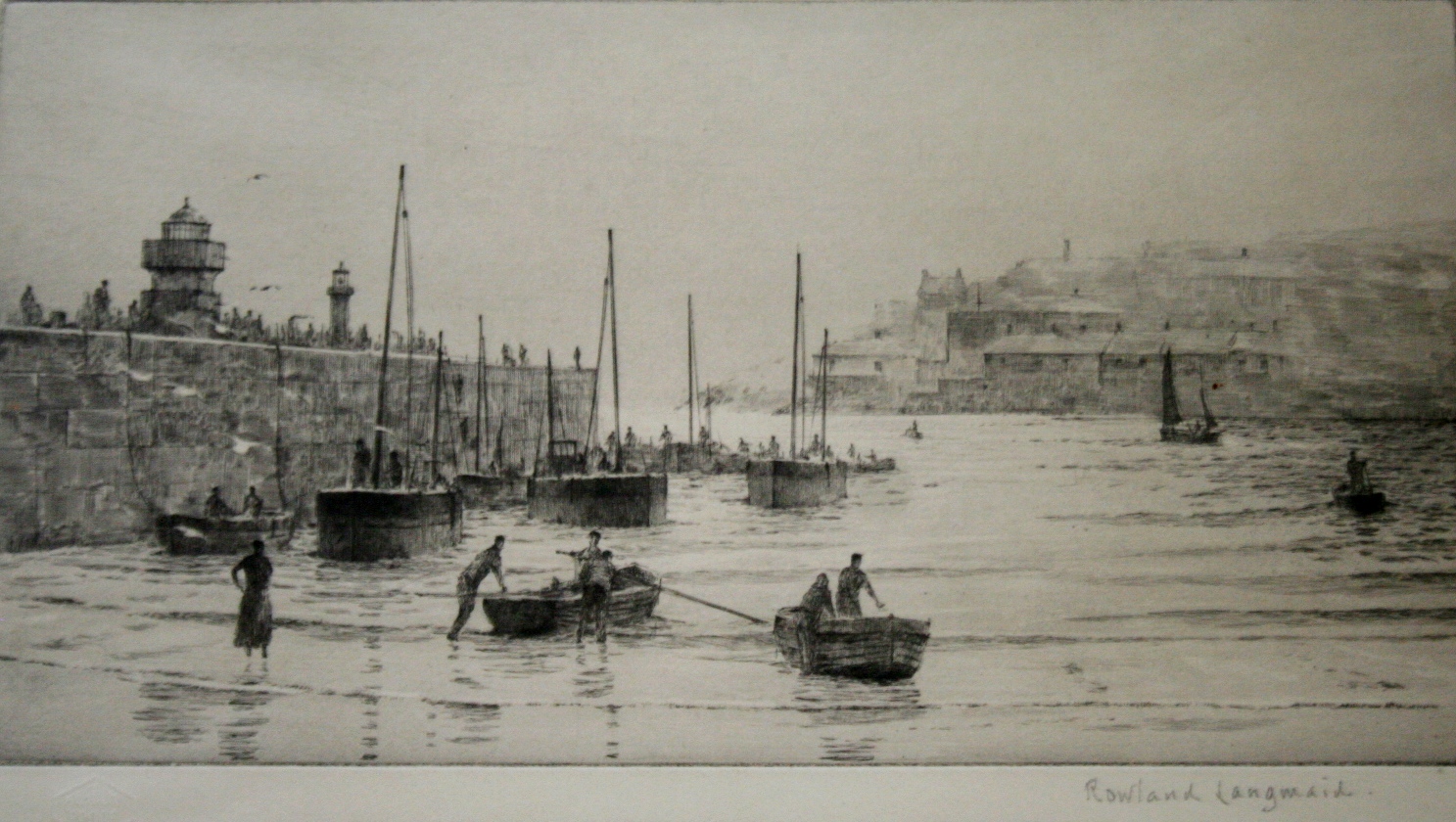 ROWLAND LANGMAID (1897-1956) ST. IVES HARBOUR Etching, signed in pencil, with `Academy Proof`