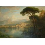 CIRCLE OF WILLIAM HAVELL (1782-1857) ITALIAN LANDSCAPE WITH RUINS ON A LAKE (PROBABLY LAKE
