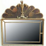 REGENCY MIRROR, the rectangular plate with an outer mirrored border beneath a fan shaped crest