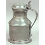 PEWTER TAPPIT HEN, the domed cover with scrolling thumb piece, London touchmarks, 22.5cm