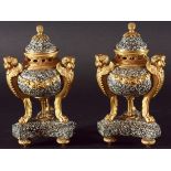 PAIR OF FRENCH MARBLE AND ORMOLU MOUNTED CASSOLETTES, mid 19th century, the green, black and white