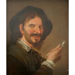 MANNER OF FRANS HALS (1580-1666) MAN WITH A CLAY PIPE Oil on panel, extended at left and lower