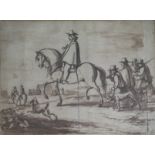 DUTCH SCHOOL, 17th CENTURY A MOUNTED HORSEMAN WITH SOLDIERS, APPROACHING A CAMP ON FOOT Bears