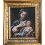 BOLOGNESE SCHOOL, 17th CENTURY THE MADONNA AND CHILD Oil on canvas, in a `Carlo Maratta`-type