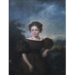 ENGLISH SCHOOL, mid-19th CENTURY PORTRAIT OF A YOUNG GIRL Half length, wearing a brown dress and a