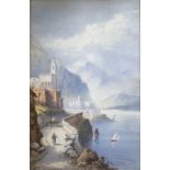 •EDWIN ST. JOHN (1878-1961) LAKE COMO; AN ITALIAN LAKE SCENE A pair, both signed, watercolour and