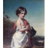 J** P** DREW (Fl.1835-1861) A LITTLE COUNTRY GIRL Signed, oil on canvas 34 x 29cm. ++ Craquelure;