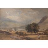 JOHN HENRY MOLE (1814-1886) FIGURES IN A COUNTRY LANDSCAPE Signed, watercolour 16 x 24.5cm.; with