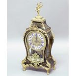 FRENCH BOULLE STYLE BRACKET CLOCK, mid 19th century, the 6 1/2" brass dial with enamelled numerals
