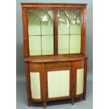 PAIR OF REGENCY ROSEWOOD AND INLAID DISPLAY CABINETS, the pair of doors with astragal glazing on a