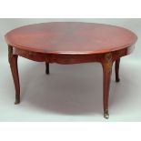 FRENCH LOUIS XVI STYLE EXTENDING DINING TABLE the oval top with radiating veneers