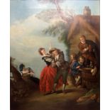 FOLLOWER OF NICOLAS LANCRET (1690-1743) A COUPLE DANCING WITH THREE RUSTIC MUSICIANS Oil on canvas