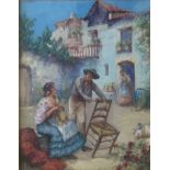 ARTHUR TREVOR HADDON (1864-1941) IN A SPANISH COURTYARD Watercolour 27 x 21cm. ++ Very good